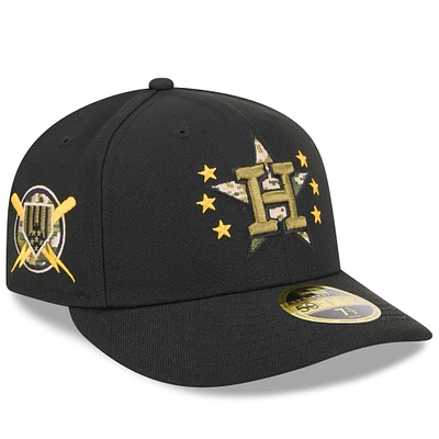 Casquette ajustée 59FIFTY à profil bas pour la Journée des forces armées 2024 Astros de Houston New Era noire hommes