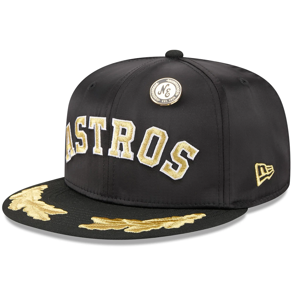 Men's New Era  Black Houston Astros 2025 59FIFTY Day Gold Leaf Fitted Hat