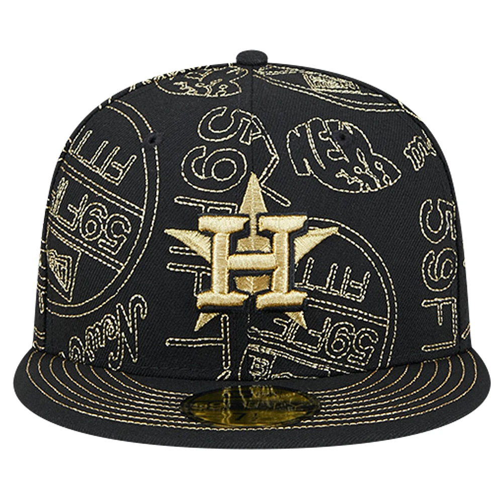 Casquette ajustée 59FIFTY Day Allover des Houston Astros New Era noire pour hommes