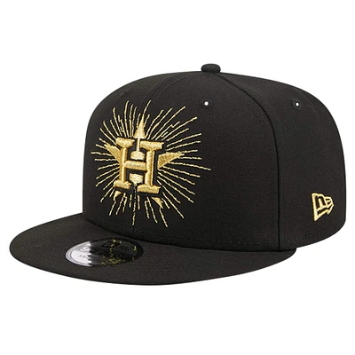 Casquette Snapback 9FIFTY noire avec logo métallique des Houston Astros New Era pour hommes