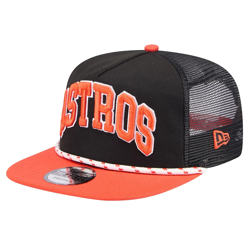 Men's New Era Black Houston Astros Throwback Meshback Golfer Hat