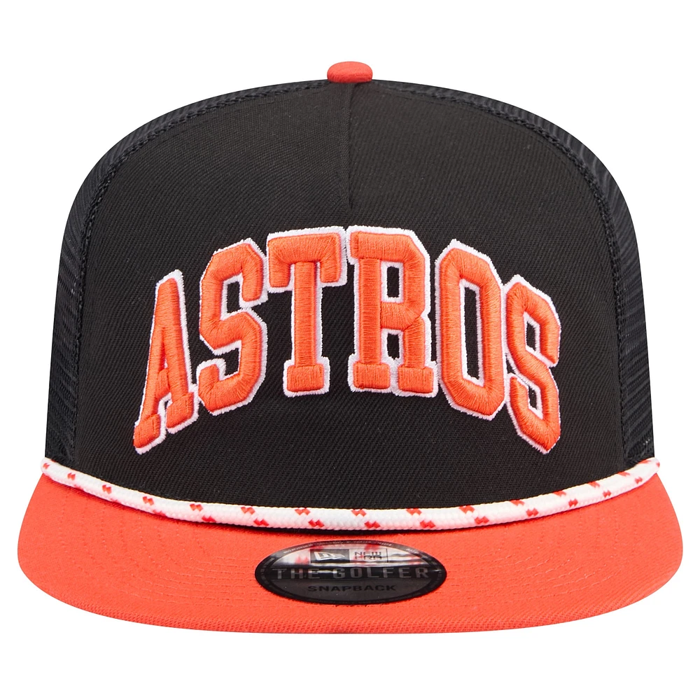 Casquette de golfeur noire Houston Astros Throwback Meshback New Era pour hommes