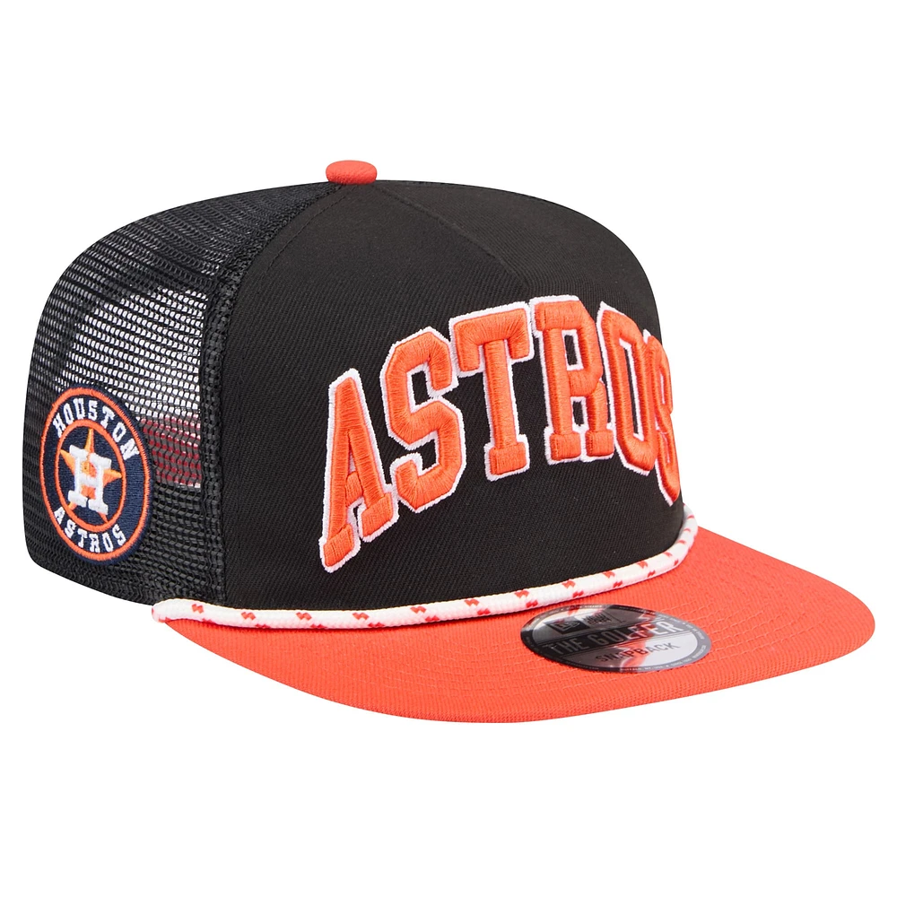 Casquette de golfeur noire Houston Astros Throwback Meshback New Era pour hommes