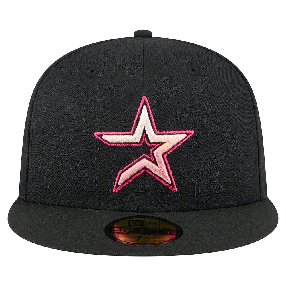 Casquette ajustée noire Houston Astros Koi 59FIFTY New Era pour homme