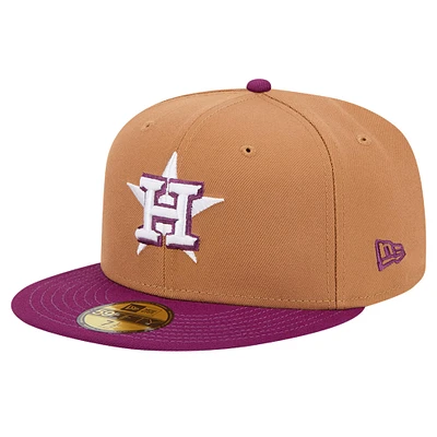 Pack de couleurs bicolores 59FIFTY pour hommes New Era marron/violet Houston Astros - Casquette ajustée