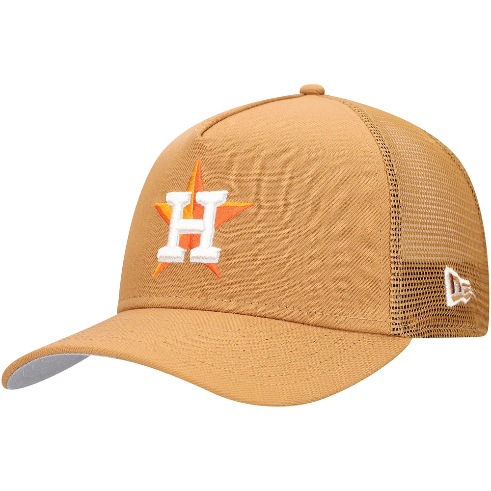 Casquette ajustable 9FORTY Trucker A-Frame Houston Astros New Era marron pour hommes