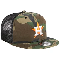 Men's New Era Camo Houston Astros Woodland Camo Trucker 9FIFTY Snapback Hat