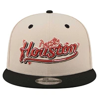 Men's New Era  Cream/Black Houston Astros Team Art 9FIFTY Snapback Hat