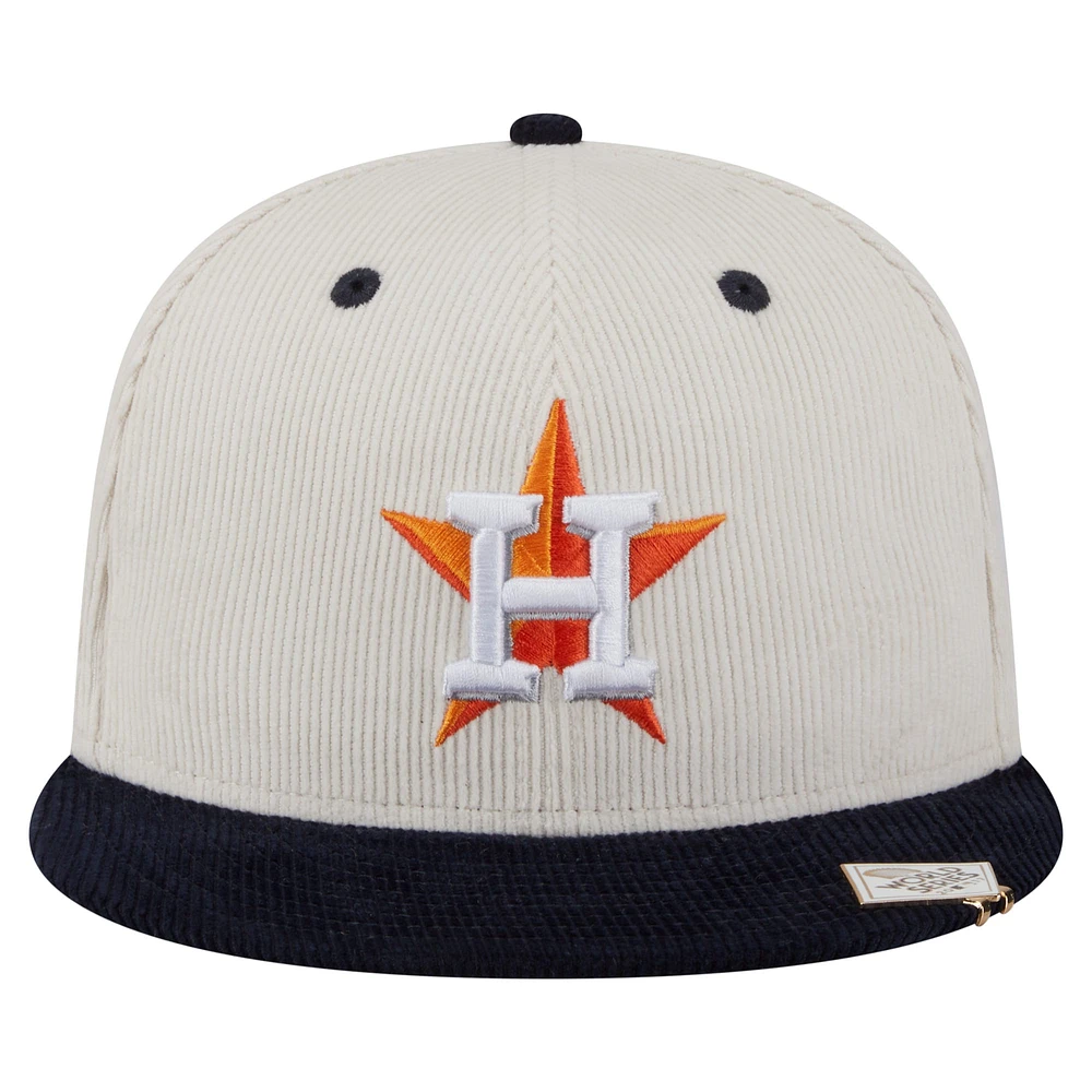 Men's New Era Cream/Navy Houston Astros Two-Tone Corduroy 59FIFTY Fitted Hat