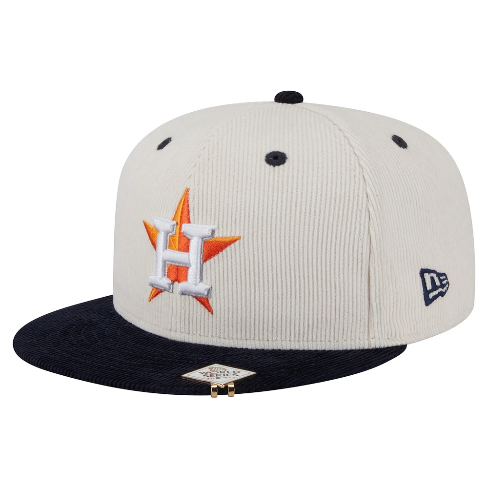 Men's New Era Cream/Navy Houston Astros Two-Tone Corduroy 59FIFTY Fitted Hat