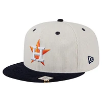 Men's New Era Cream/Navy Houston Astros Two-Tone Corduroy 59FIFTY Fitted Hat
