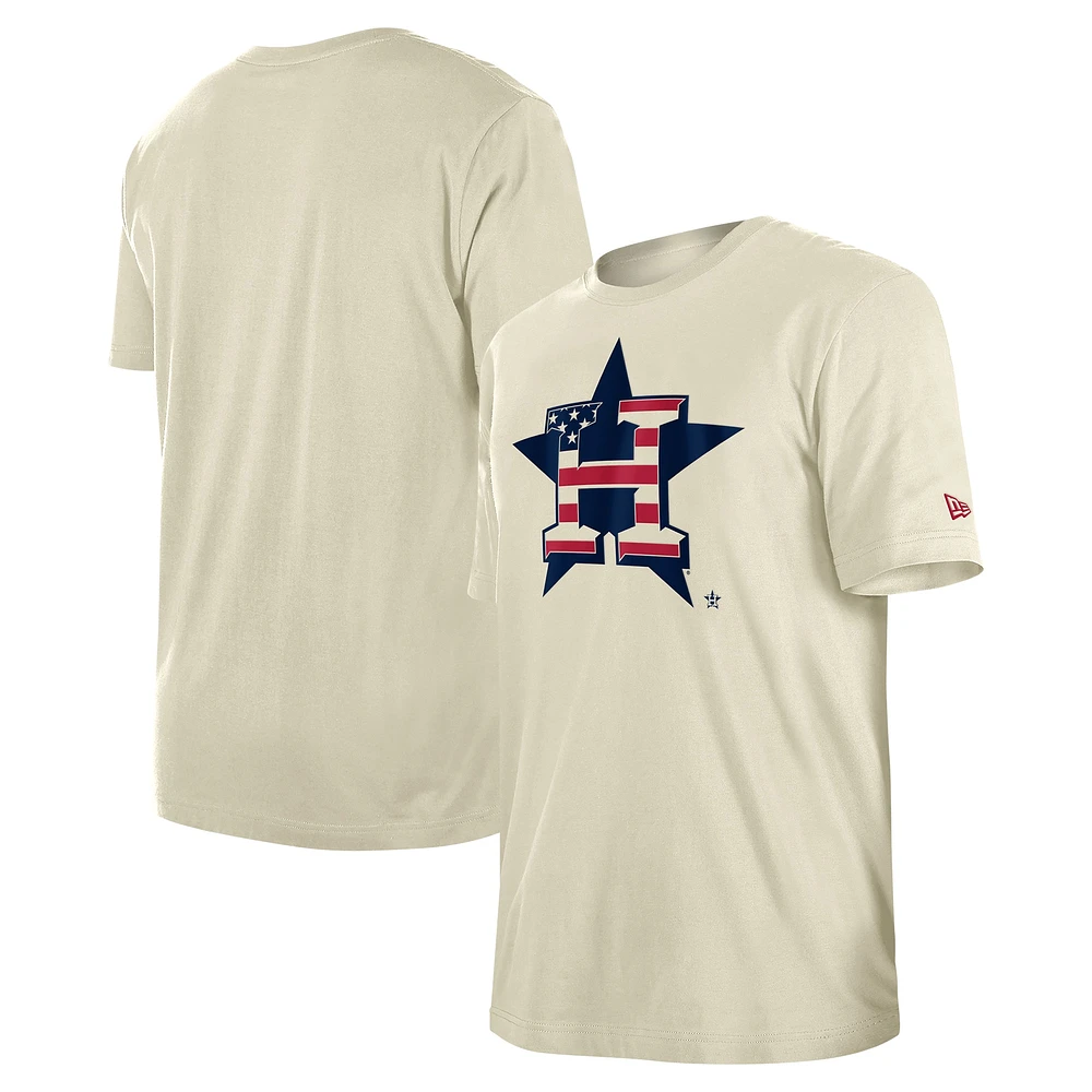 Men's New Era Cream Houston Astros Americana Flag Fill T-Shirt