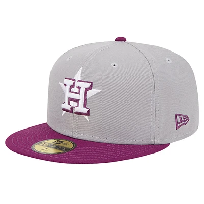 Men's New Era Gray/Purple Houston Astros Two-Tone Color Pack 59FIFTY Fitted Hat