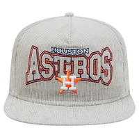 Casquette de golf à visière snapback en velours côtelé Houston Astros gris New Era pour homme