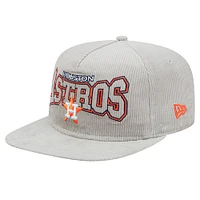 Casquette de golf à visière snapback en velours côtelé Houston Astros gris New Era pour homme