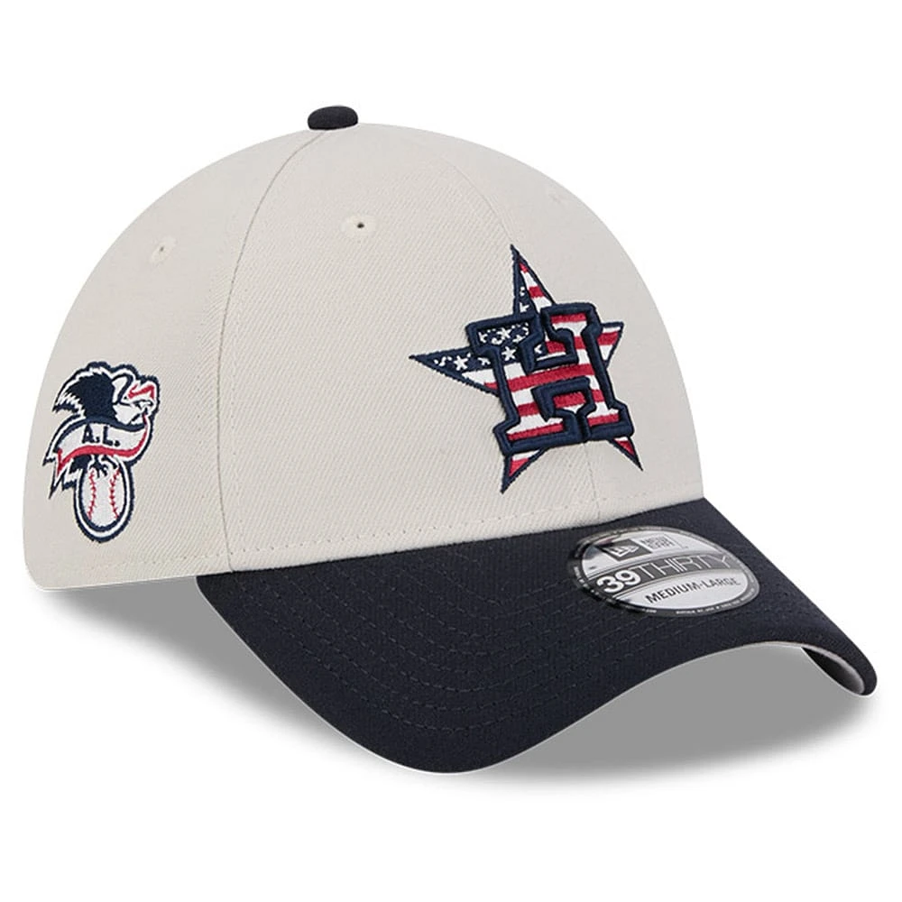 Men's New Era  Khaki/Black Houston Astros 2024 Fourth of July 39THIRTY Flex Hat