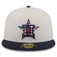 Men's New Era  Khaki/Black Houston Astros 2024 Fourth of July 59FIFTY Fitted Hat