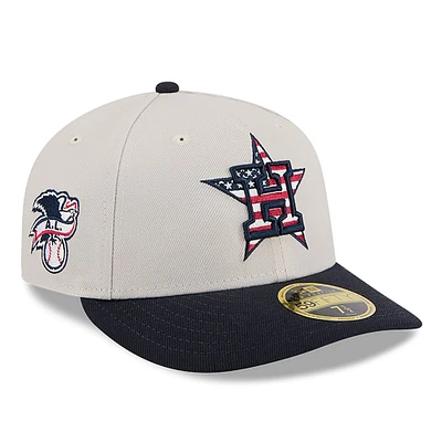 Casquette ajustée 59FIFTY Low Profile New Era pour hommes, kaki/noir, Houston Astros 2024 Fourth of July