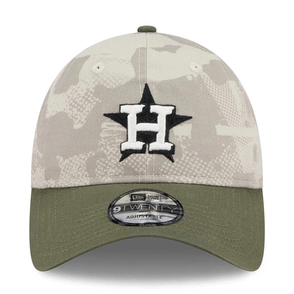 Men's New Era Light Beige/Olive Houston Astros 2025 Armed Forces Day 9TWENTY Adjustable Hat