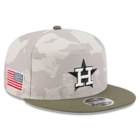 Men's New Era Light Beige/Olive Houston Astros 2025 Armed Forces Day Split Panel 9FIFTY Snapback Hat