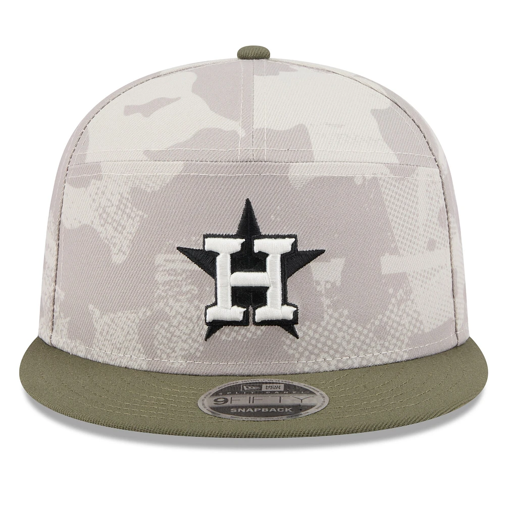 Men's New Era Light Beige/Olive Houston Astros 2025 Armed Forces Day Split Panel 9FIFTY Snapback Hat