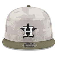 Men's New Era Light Beige/Olive Houston Astros 2025 Armed Forces Day Split Panel 9FIFTY Snapback Hat