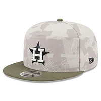Men's New Era Light Beige/Olive Houston Astros 2025 Armed Forces Day Split Panel 9FIFTY Snapback Hat