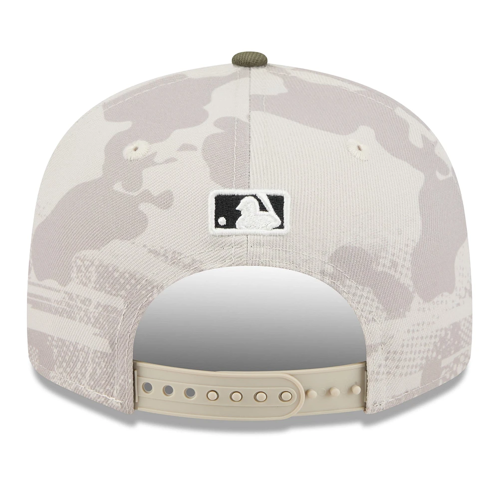 Men's New Era Light Beige/Olive Houston Astros 2025 Armed Forces Day Split Panel 9FIFTY Snapback Hat