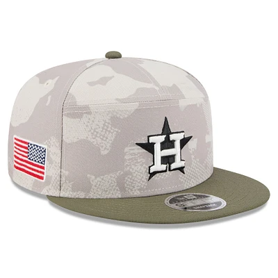 Men's New Era Light Beige/Olive Houston Astros 2025 Armed Forces Day Split Panel 9FIFTY Snapback Hat