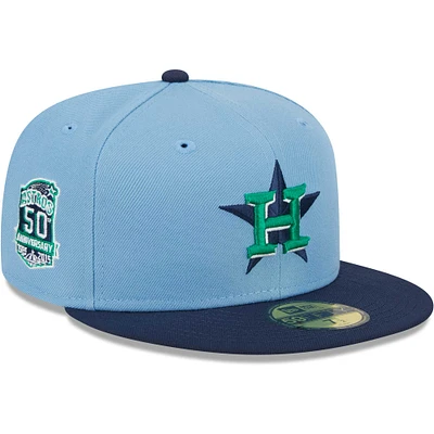 Casquette ajustée 59FIFTY avec sous-visière verte Houston Astros New Era pour homme, bleu clair/bleu marine