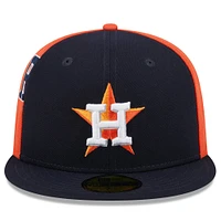 Casquette ajustée 59FIFTY New Era pour hommes, bleu marine/orange, Houston Astros Gameday Sideswipe