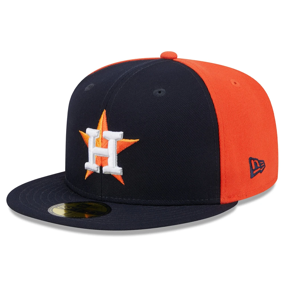 Casquette ajustée 59FIFTY New Era pour hommes, bleu marine/orange, Houston Astros Gameday Sideswipe