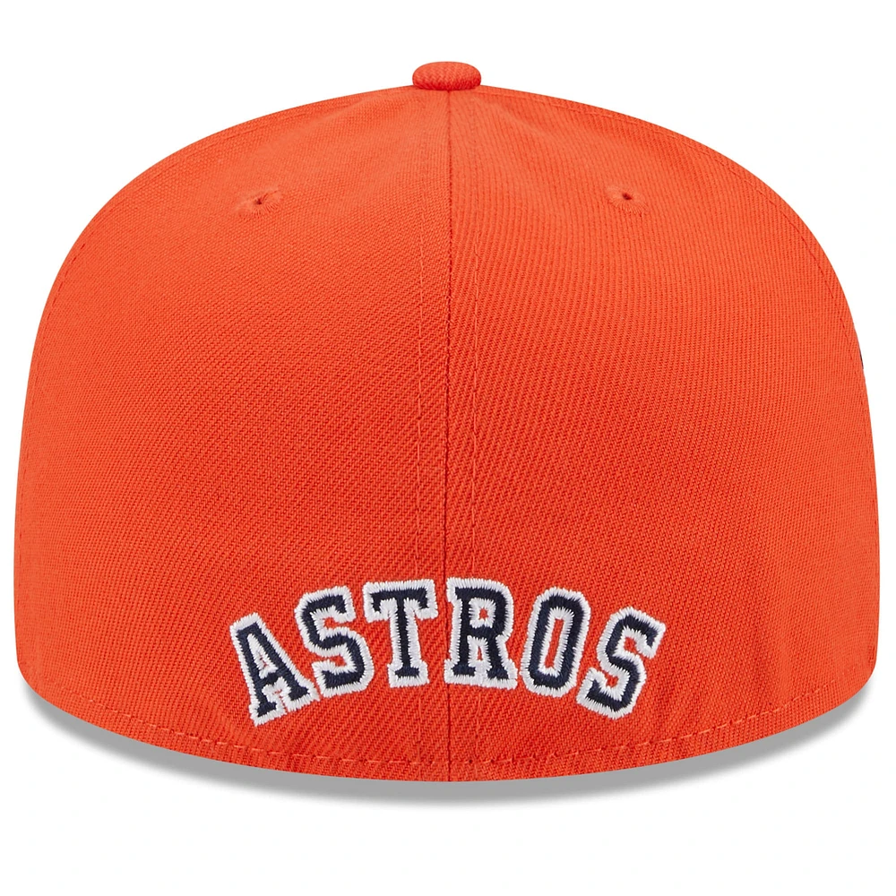 Casquette ajustée 59FIFTY New Era pour hommes, bleu marine/orange, Houston Astros Gameday Sideswipe