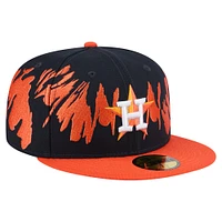 Casquette ajustée 59FIFTY à motif rétro des Astros de Houston New Era pour homme, bleu marine/orange