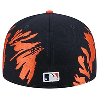 Casquette ajustée 59FIFTY à motif rétro des Astros de Houston New Era pour homme, bleu marine/orange