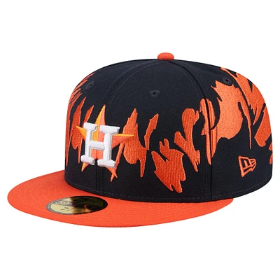 Casquette ajustée 59FIFTY à motif rétro des Astros de Houston New Era pour homme, bleu marine/orange