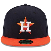 Casquette ajustée Performance 59FIFTY pour homme Houston Astros Road Authentic Collection On Field New Era bleu marine/orange