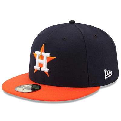 Men's New Era Navy/Orange Houston Astros Road Authentic Collection On Field 59FIFTY Performance Fitted Hat