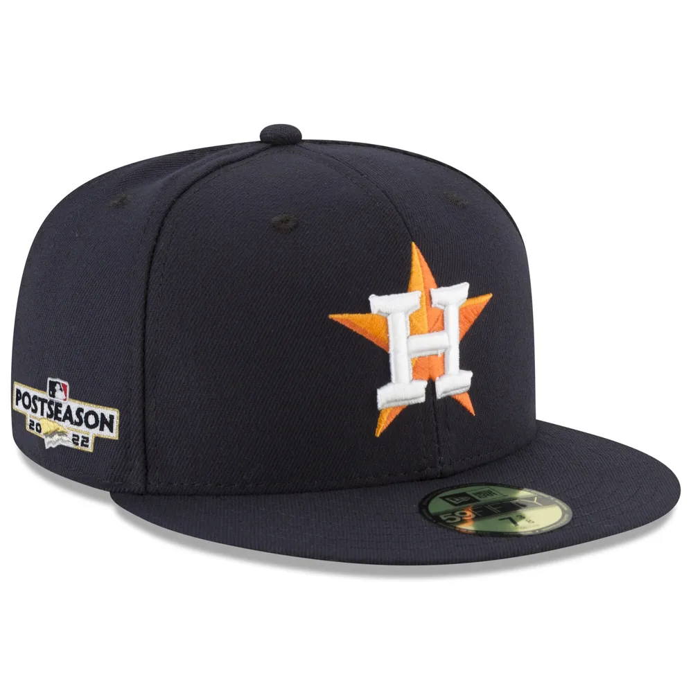 Men's New Era Navy/Orange Houston Astros 2022 World Series Champions Road Side Patch 59FIFTY Fitted Hat