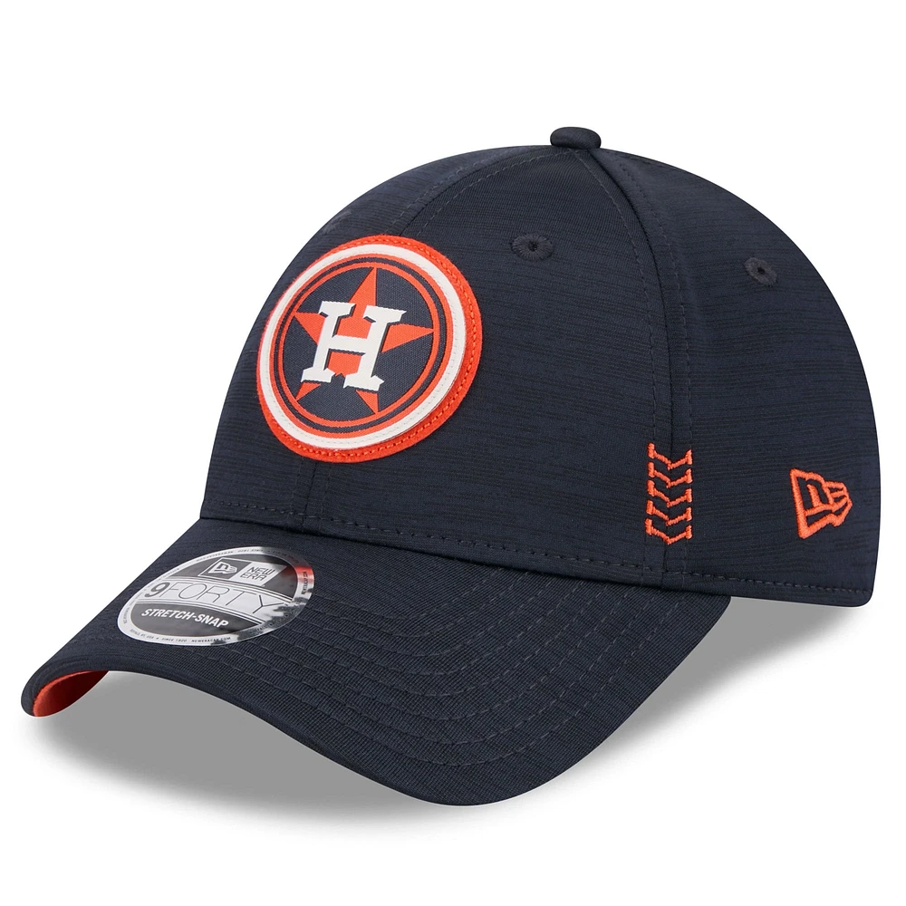 Men's New Era  Navy Houston Astros 2024 Clubhouse 9FORTY Adjustable Hat