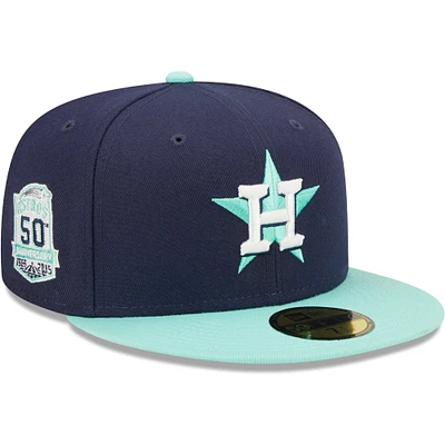 Équipe du 50e anniversaire des Astros de Houston New Era bleu marine pour homme - Casquette ajustée 59FIFTY