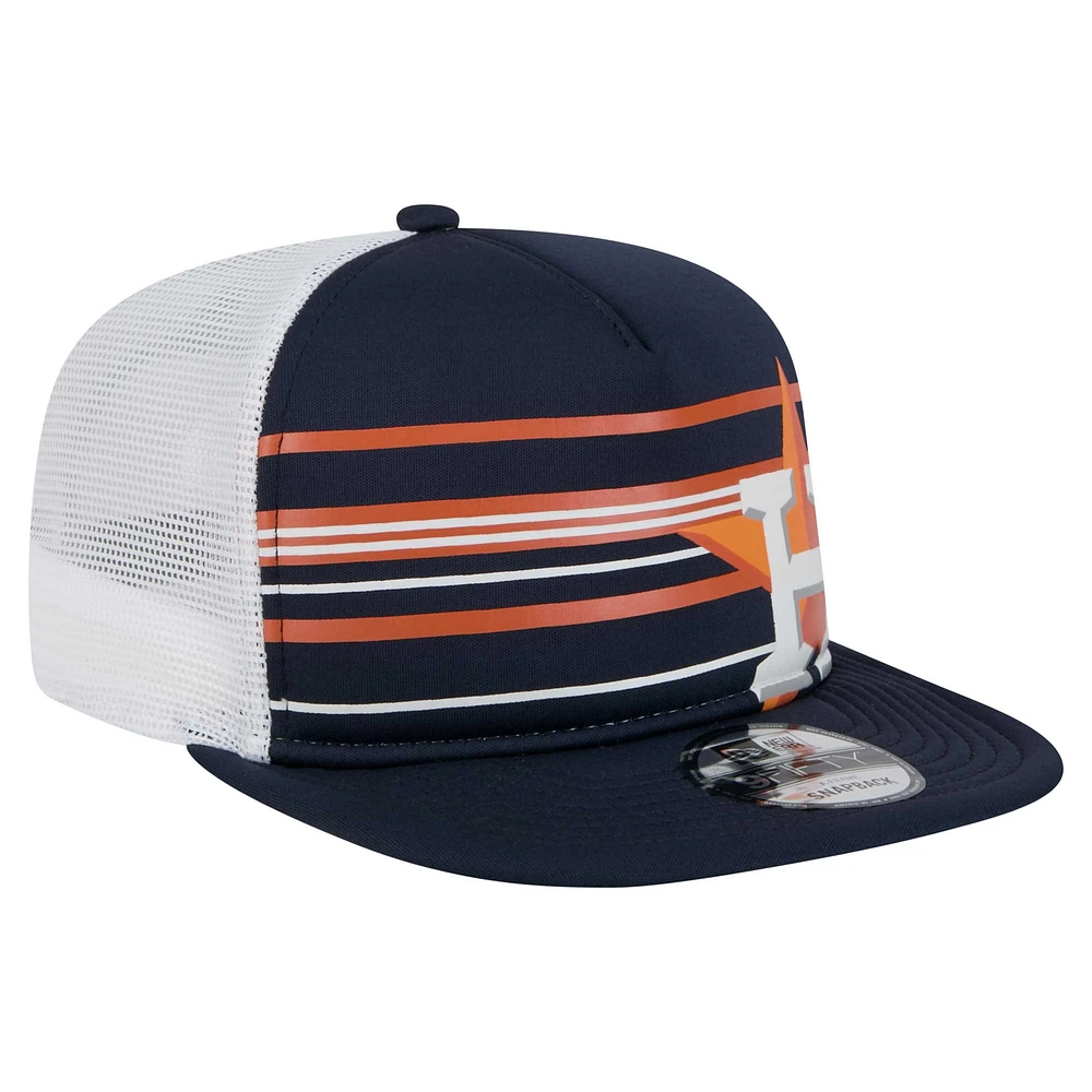 Men's New Era  Navy Houston Astros 9FIFTY A-Frame Trucker Snapback Hat