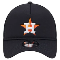 Men's New Era Navy Houston Astros 9FORTY A-Frame Trucker Adjustable Hat