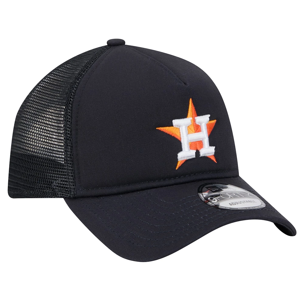 Men's New Era Navy Houston Astros 9FORTY A-Frame Trucker Adjustable Hat