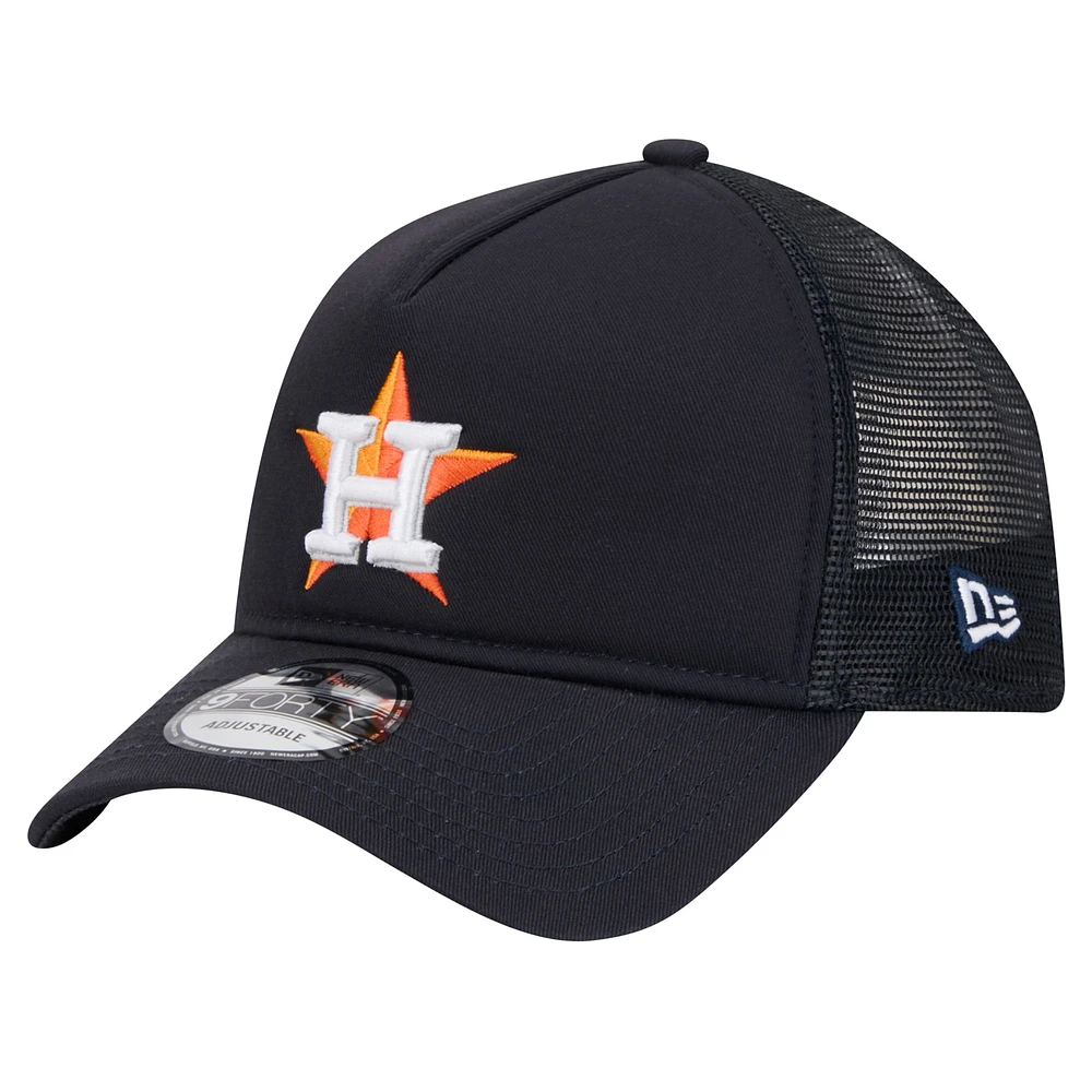 Men's New Era Navy Houston Astros 9FORTY A-Frame Trucker Adjustable Hat