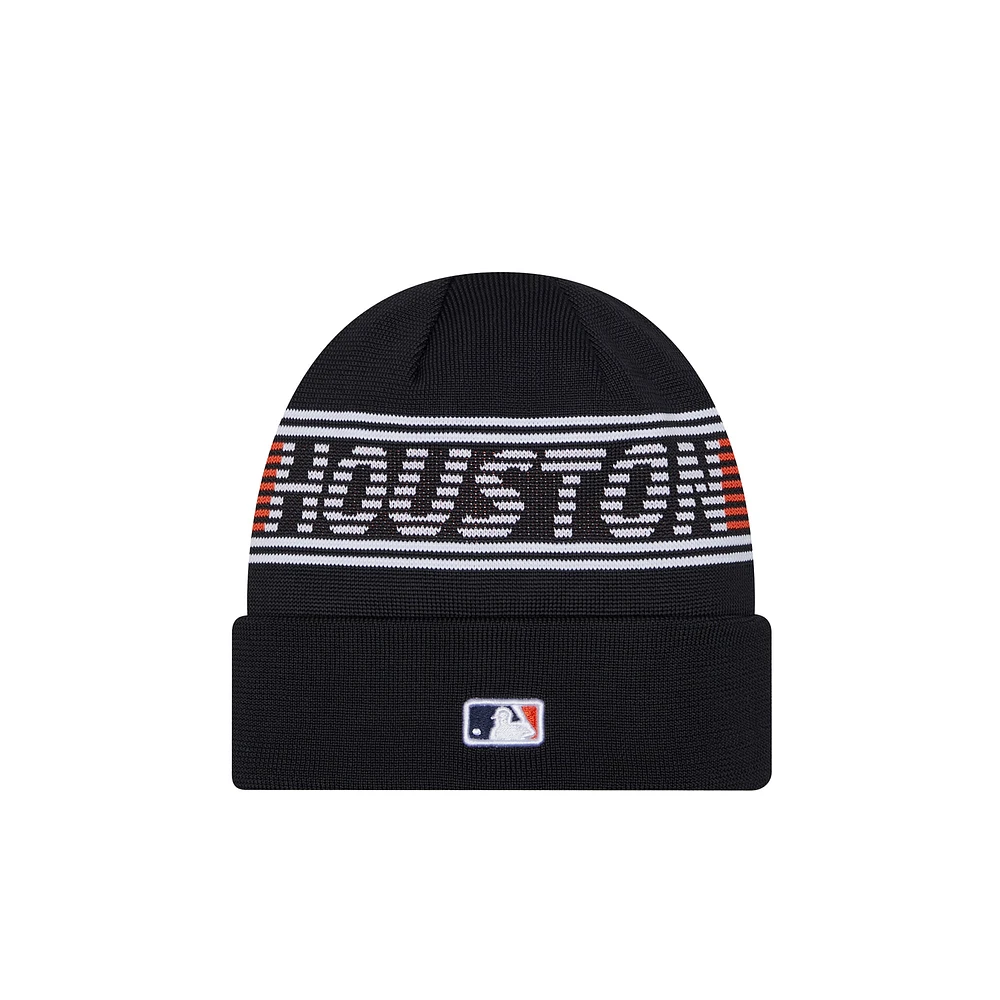 Bonnet en tricot à revers bleu marine Houston Astros Authentic Collection New Era pour homme