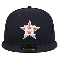 Men's New Era Navy Houston Astros Checkered Undervisor 59FIFTY Fitted Hat