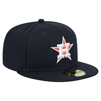 Men's New Era Navy Houston Astros Checkered Undervisor 59FIFTY Fitted Hat