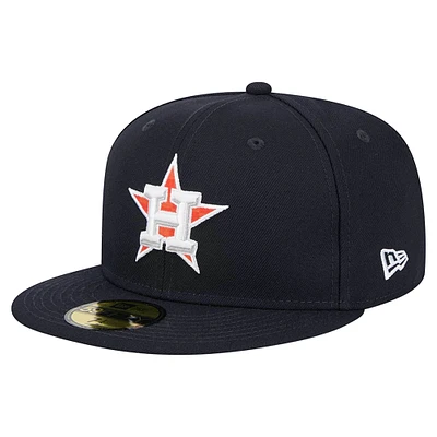 Casquette ajustée 59FIFTY à carreaux bleu marine Houston Astros de New Era pour homme