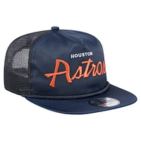 Casquette de golf ajustable New Era bleu marine Houston Astros Retro Satin Script pour homme